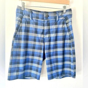 Lululemon Kahuna Blue Plaid Athletic Active Golf 10" Inseam Chino Shorts Size 32